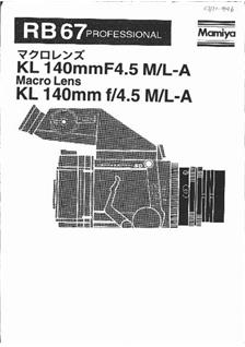 Mamiya RB 67 - System manual. Camera Instructions.